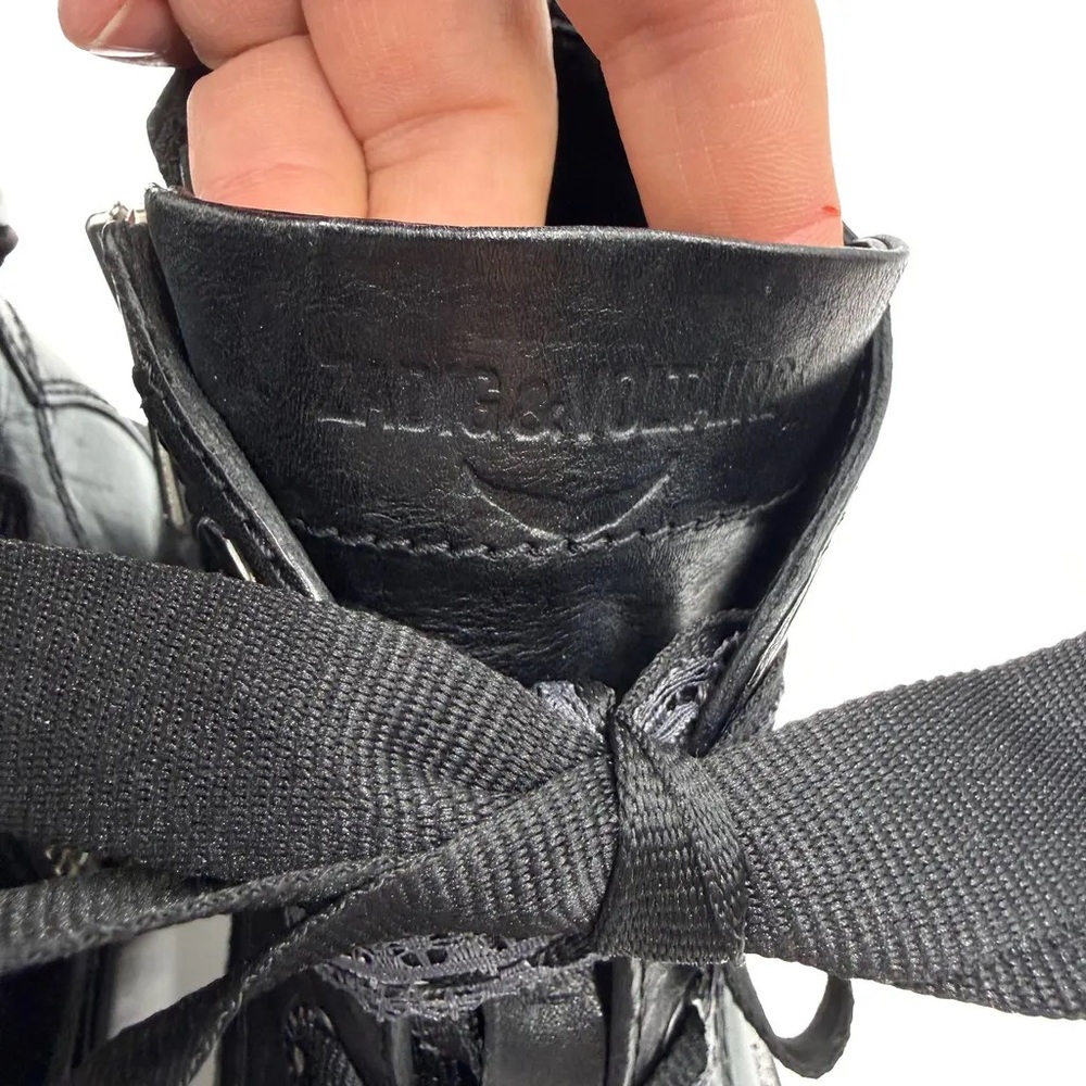 Zadig & Voltaire Black Leather Ribbon-Lace Combat Boots - Picture 5 of 7